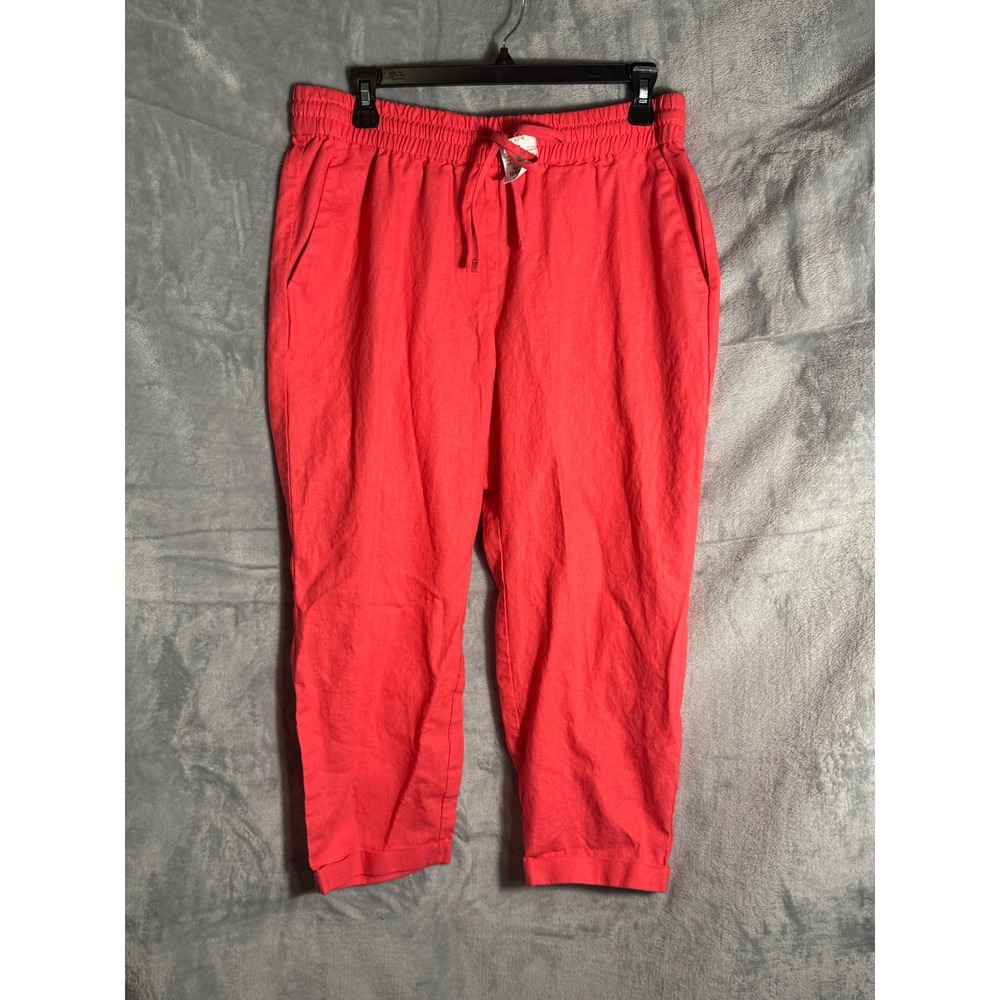 J.Crew Linen Blend Drawstring Pants Coral Pink Petite 12P‎ NEW NWT
